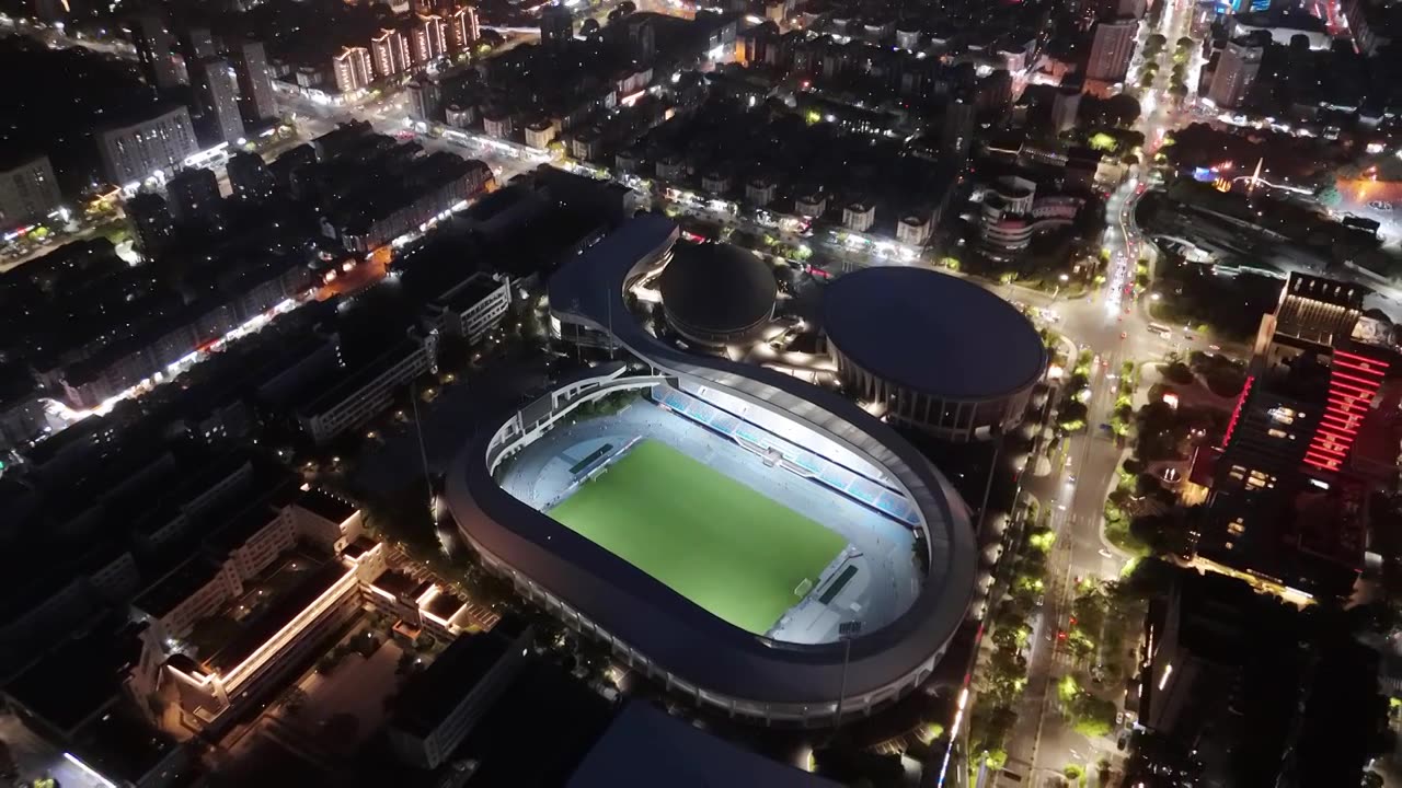 杭州临平体育馆城市夜景视频素材