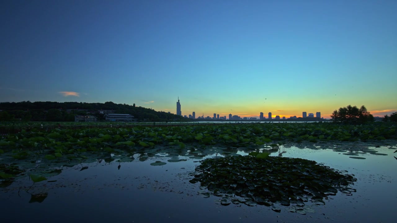 玄武湖日落光板天视频下载