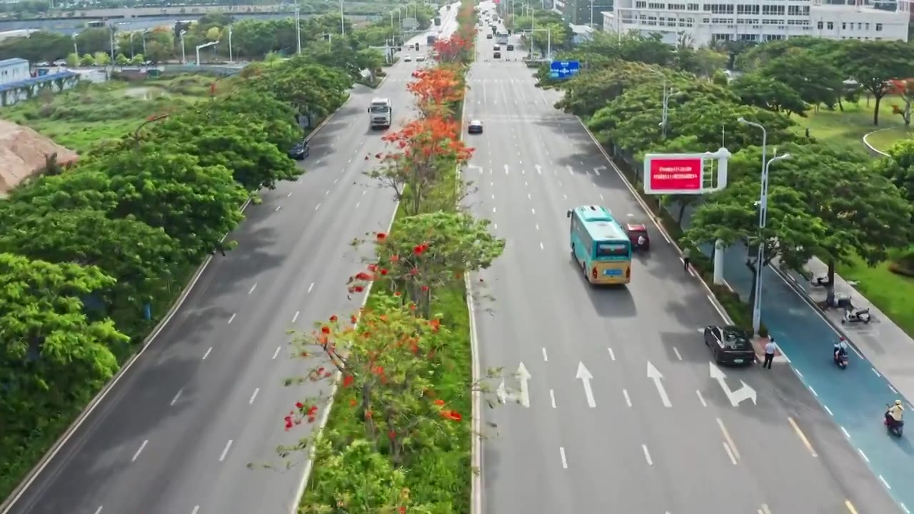 海南三亚崖州湾科技城道路航拍视频素材