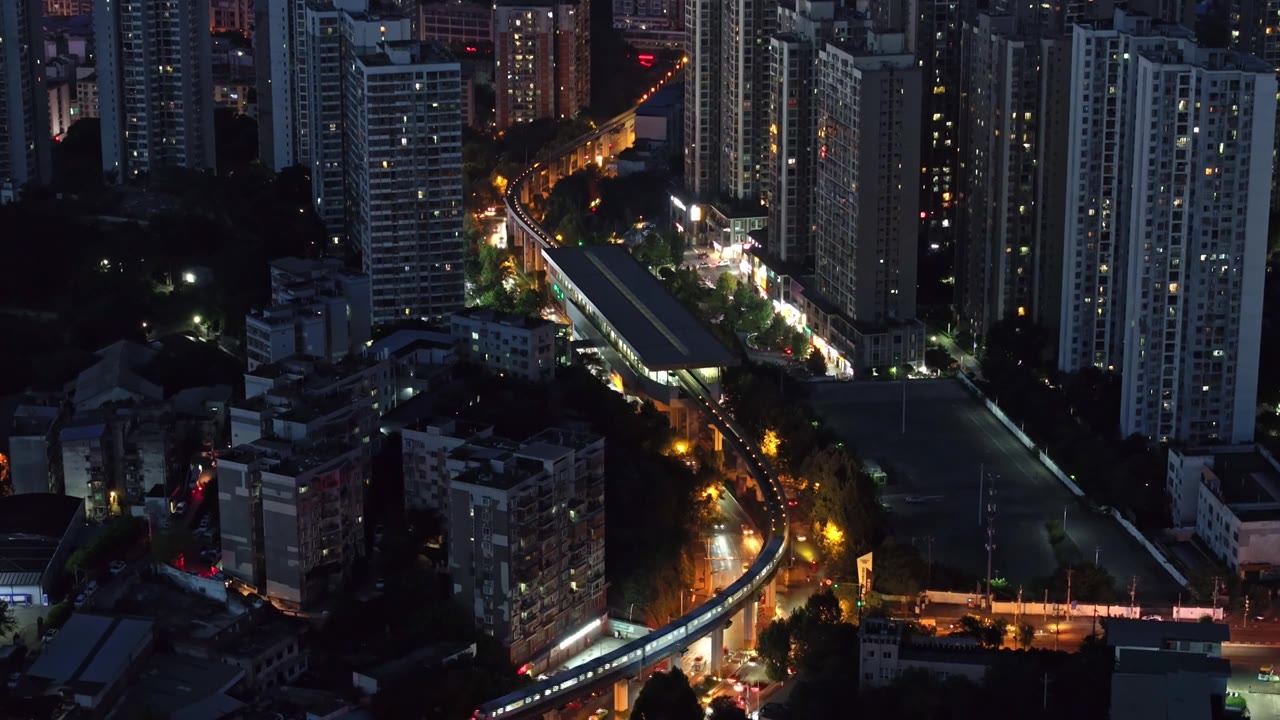 航拍重庆巴南鱼洞夜景都市风光视频素材