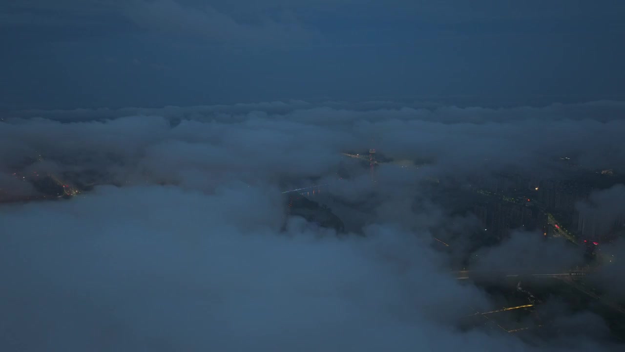 周口城市天际线梦幻云海夜景延时摄影视频素材