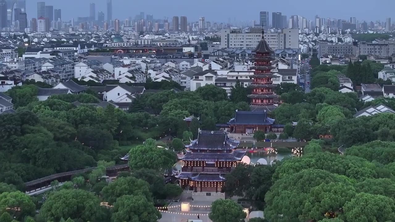 苏州姑苏区盘门景区航拍视频视频下载