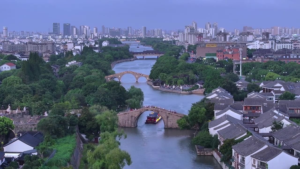 苏州姑苏区盘门景区航拍视频视频下载