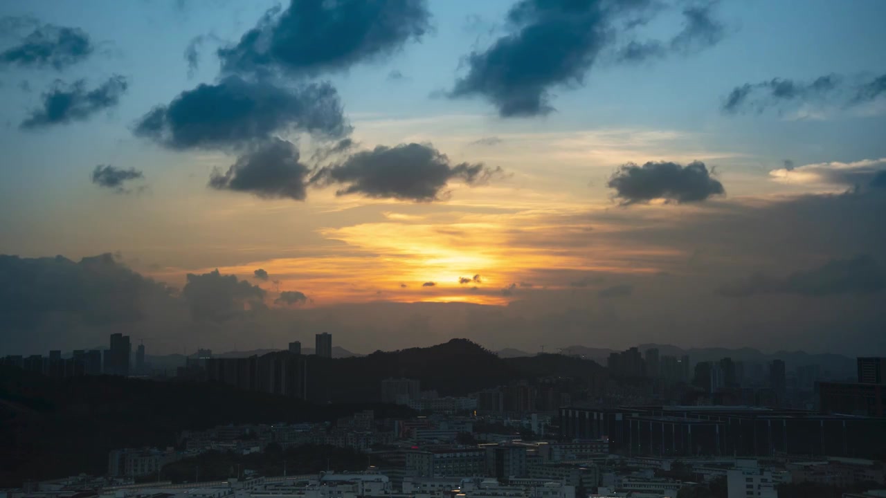 深圳龙岗平湖城市晚霞风光视频素材