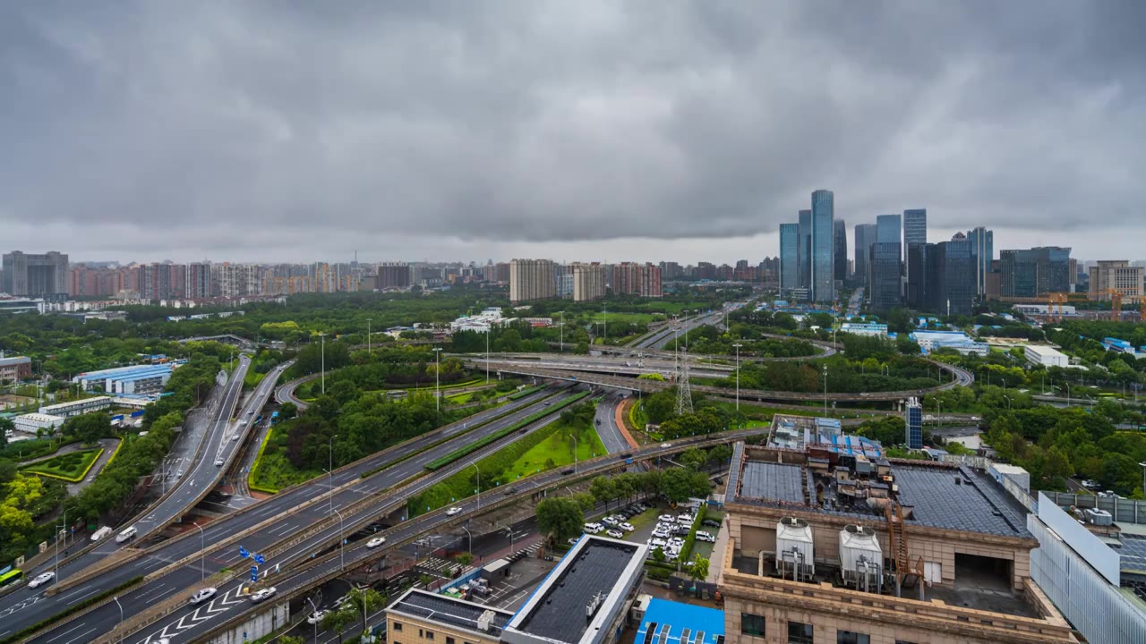 阴雨天的北京丽泽商务区8K视频视频素材