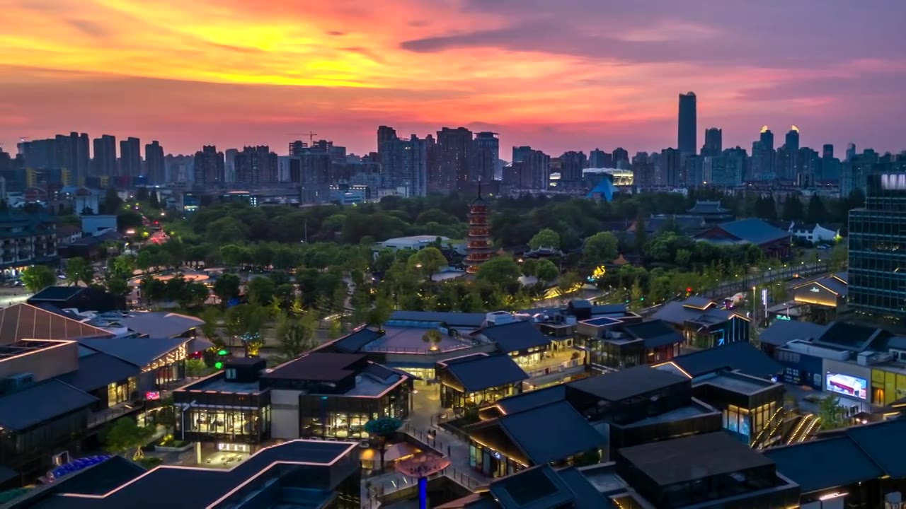 上海龙华会龙华寺航拍夜景4K延时合集视频素材