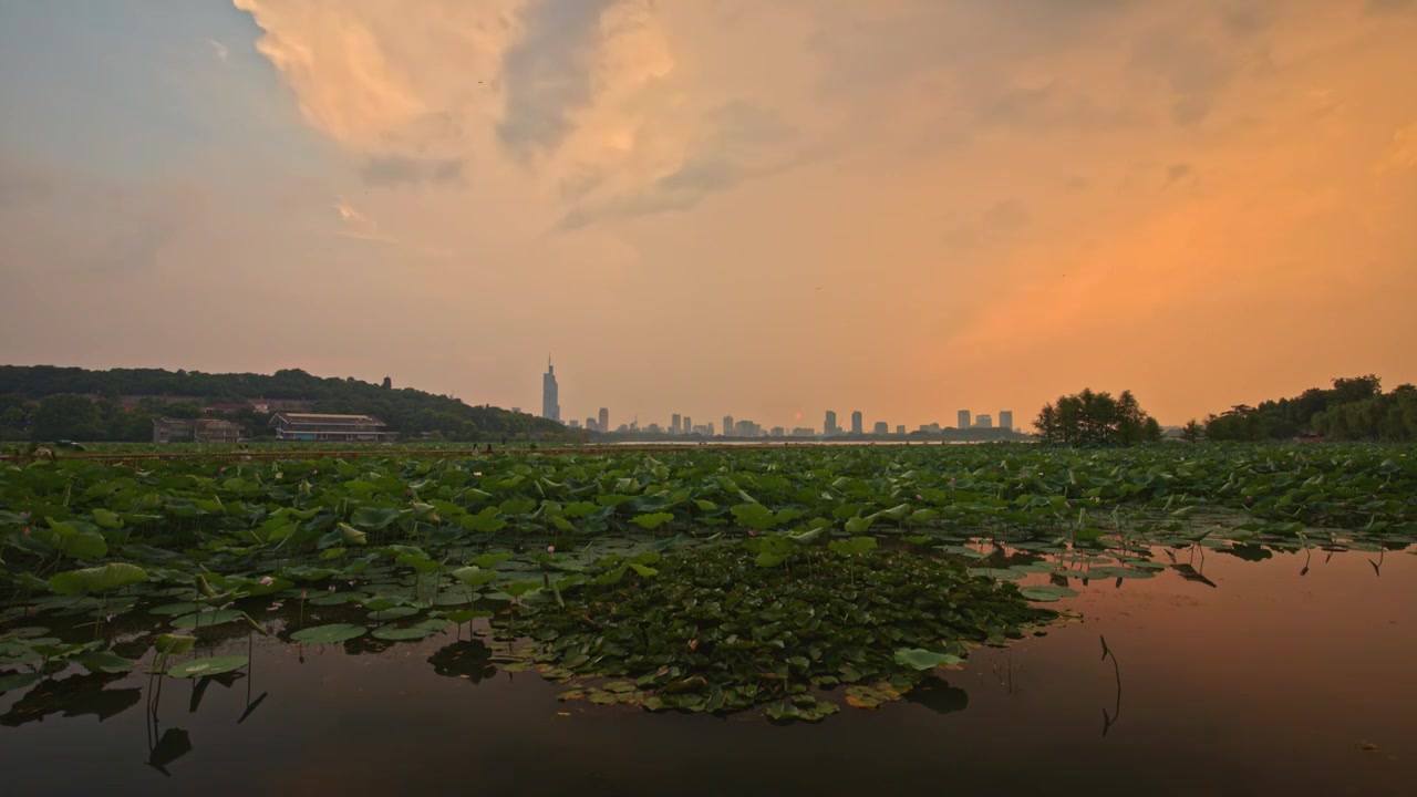 玄武湖雨后日落视频素材