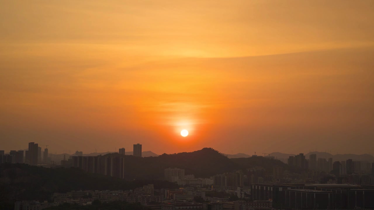 七月份深圳龙岗城市落日晚霞风光视频素材