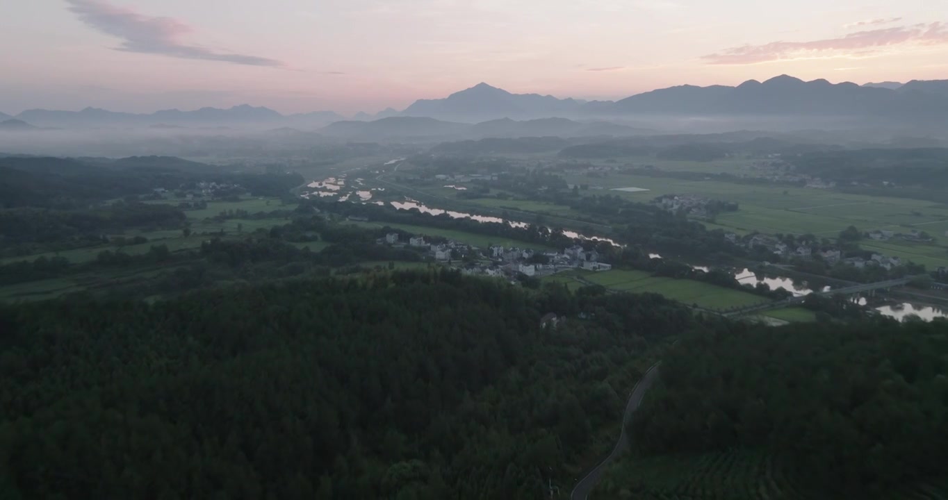 皖南山区茶园日出航拍视频素材