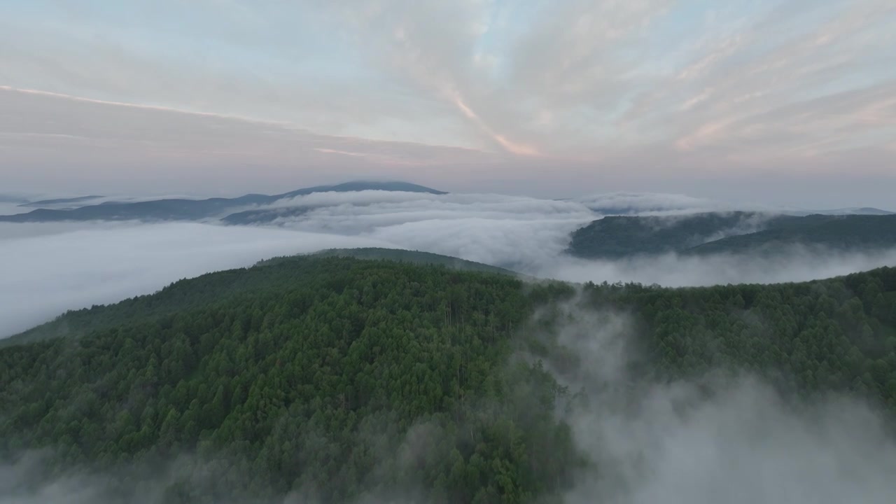 阿尔山云海日出航拍视频素材