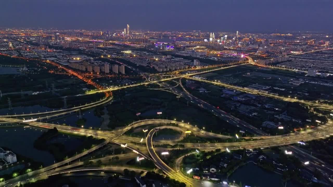 苏州立体交通夜景航拍合集视频素材