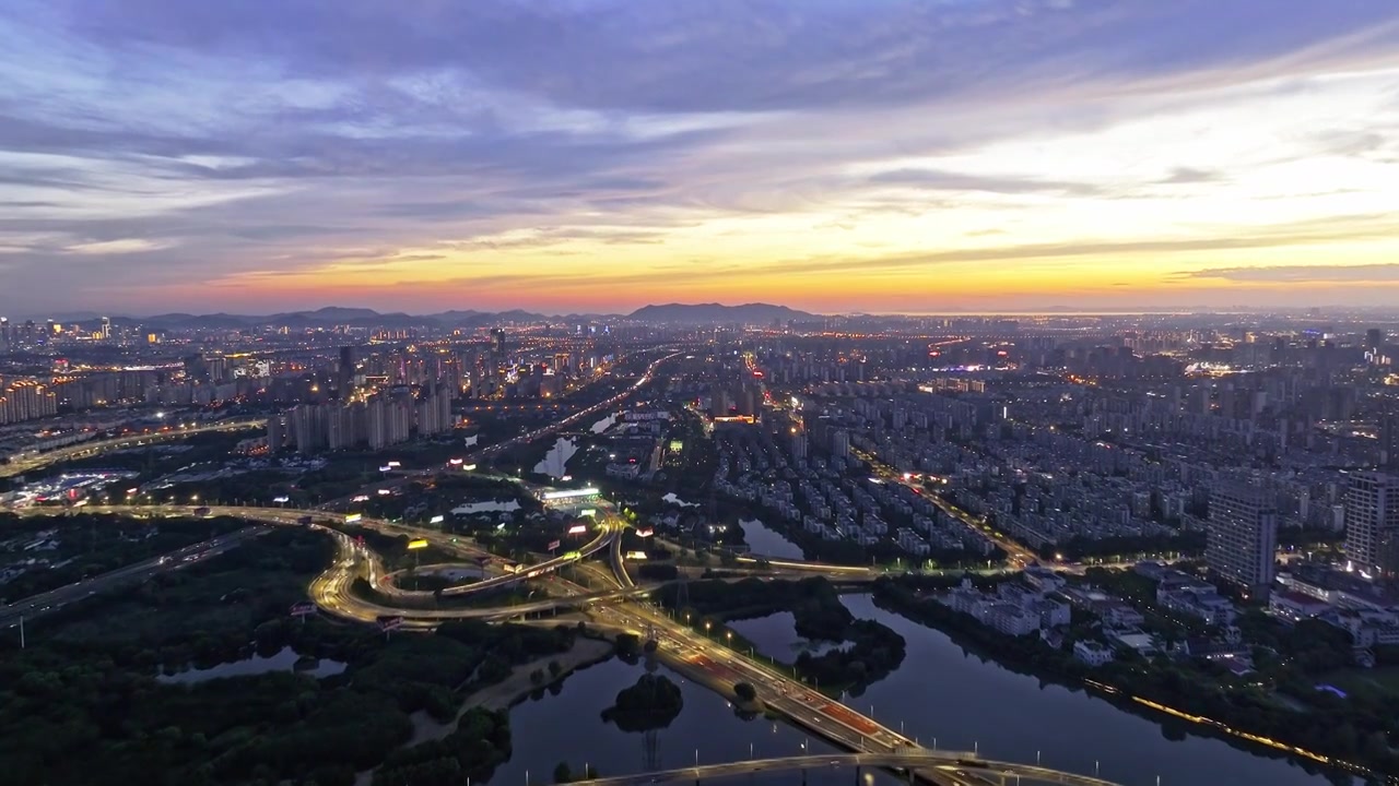 苏州立体交通夜景航拍视频素材