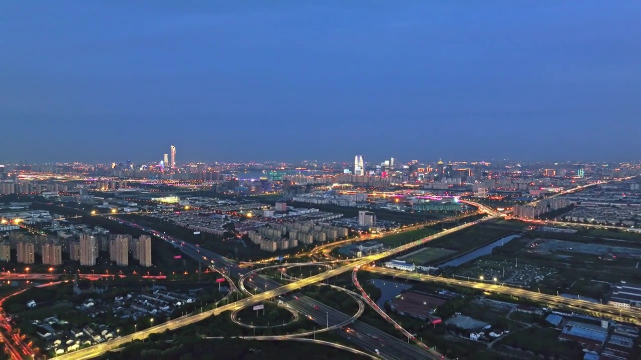 苏州立体交通夜景航拍视频素材