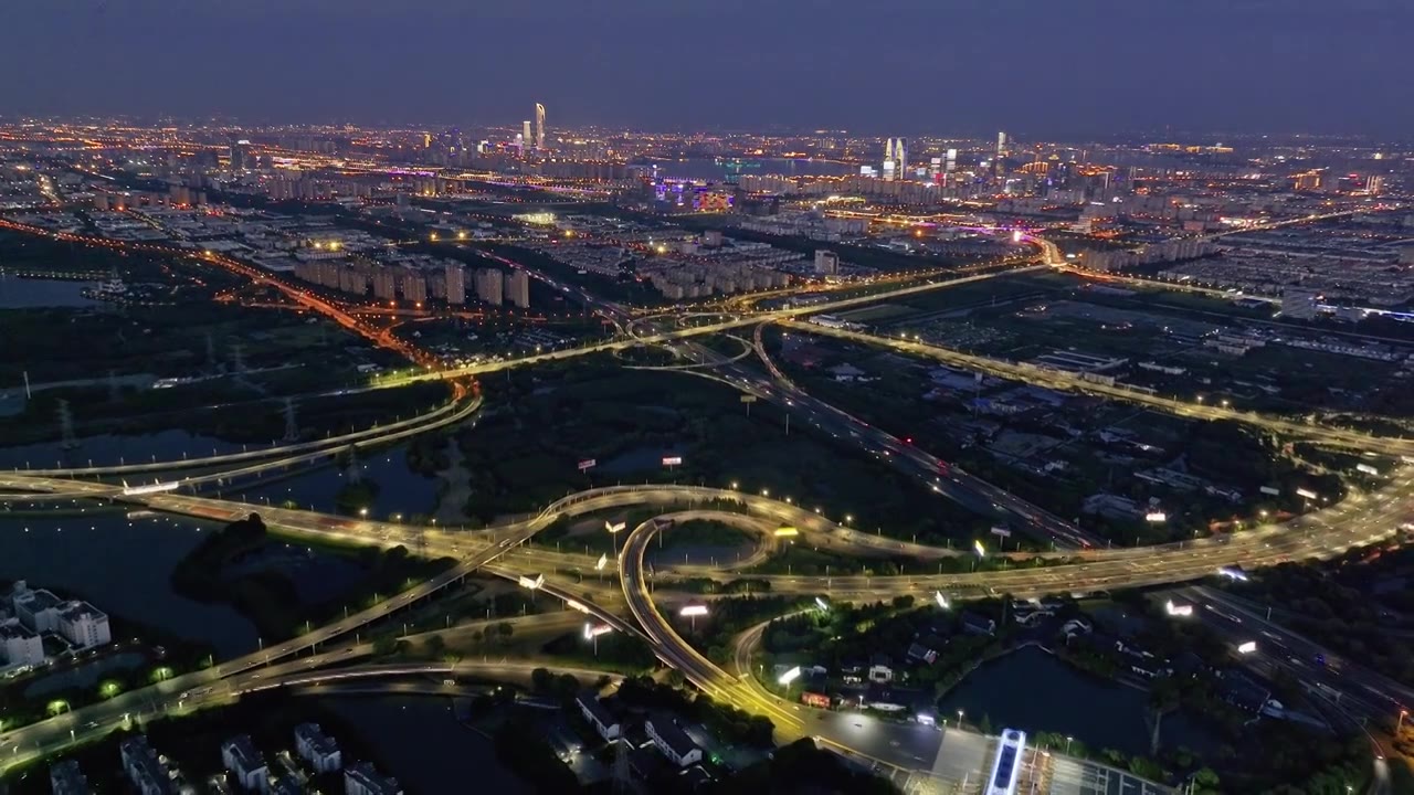 苏州立体交通夜景航拍视频素材