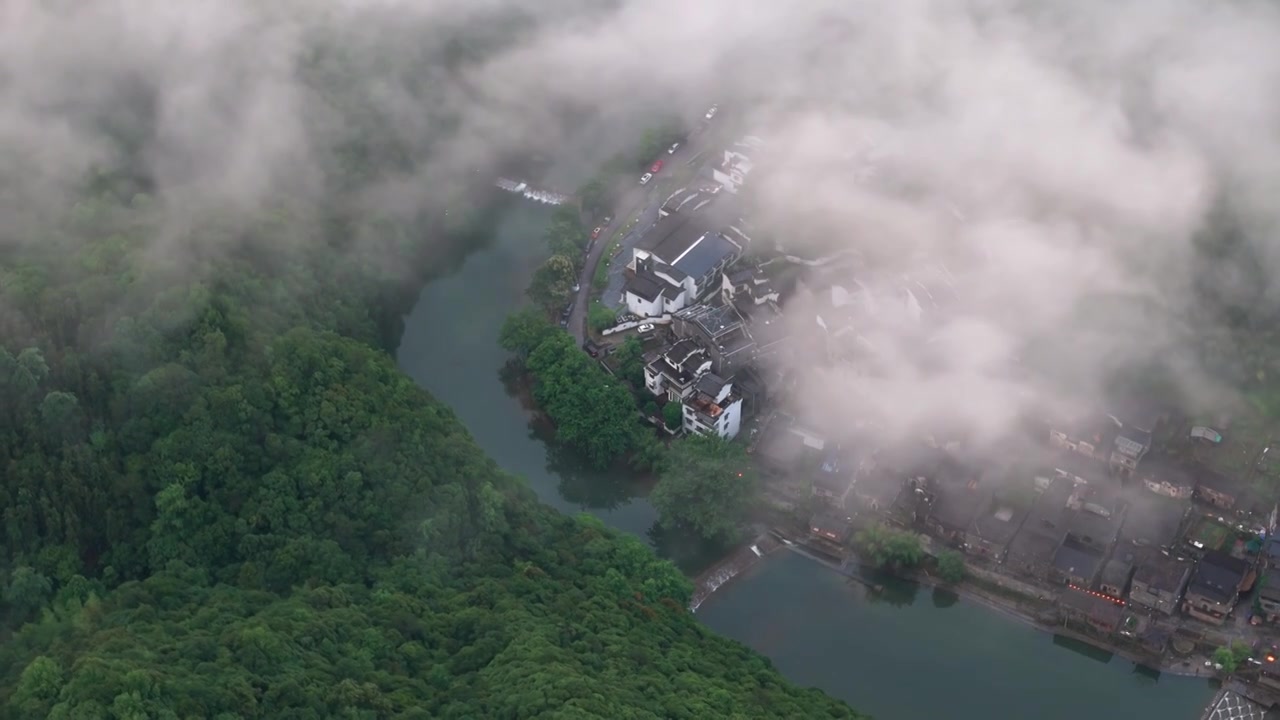 江西景德镇瑶里古镇风景航拍视频素材