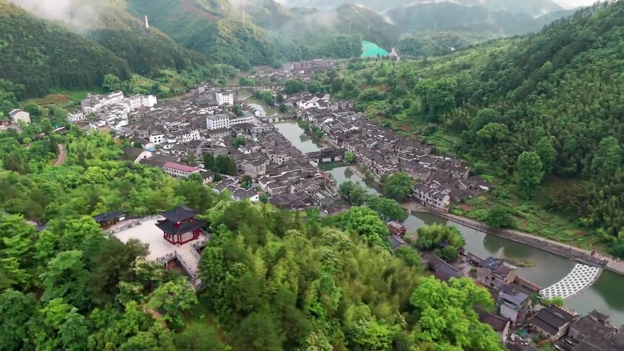 江西景德镇瑶里古镇风景航拍视频素材