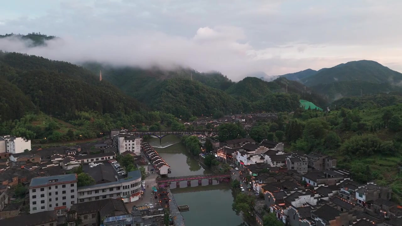 江西景德镇瑶里古镇风景航拍视频素材