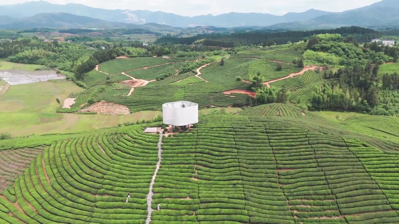 江西景德镇市浮梁县史子园茶山风光航拍视频素材