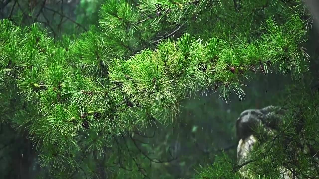 夏季雨水下大雨慢镜头植物雨滴视频素材