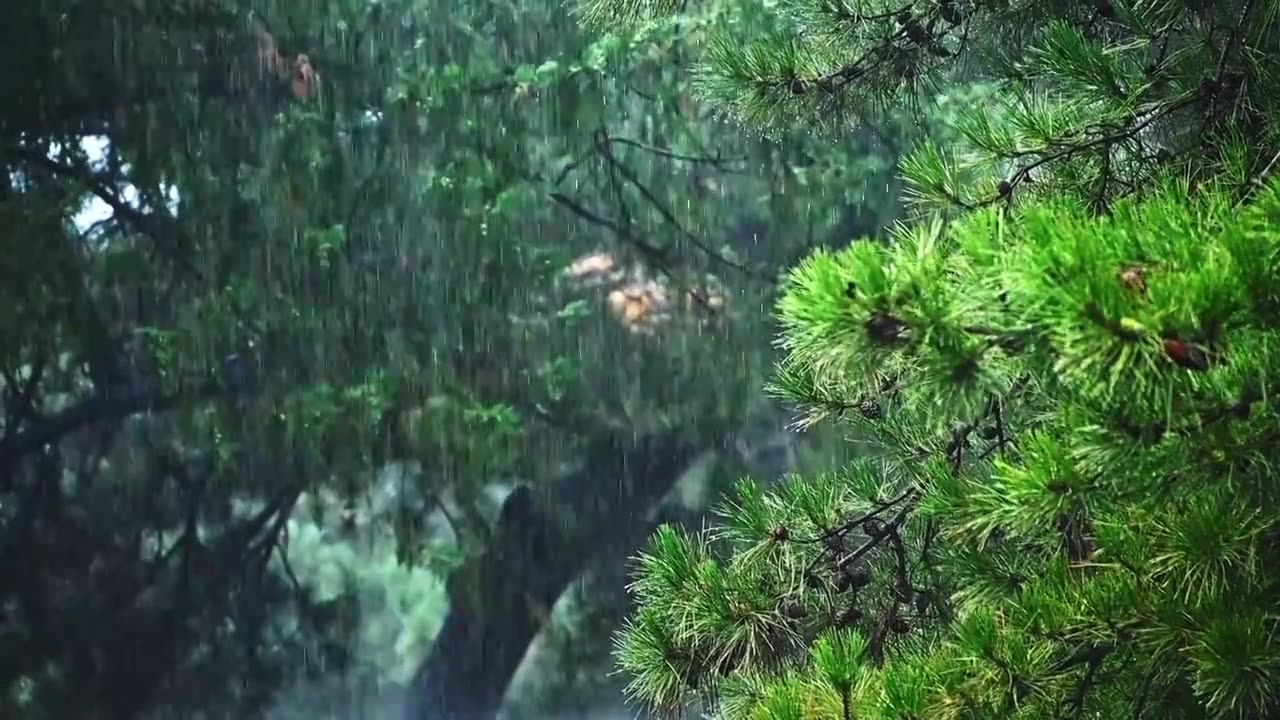 夏季雨水下大雨慢镜头植物雨滴视频素材