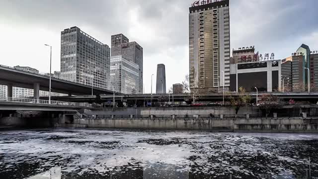 北京通惠河风光延时摄影视频素材