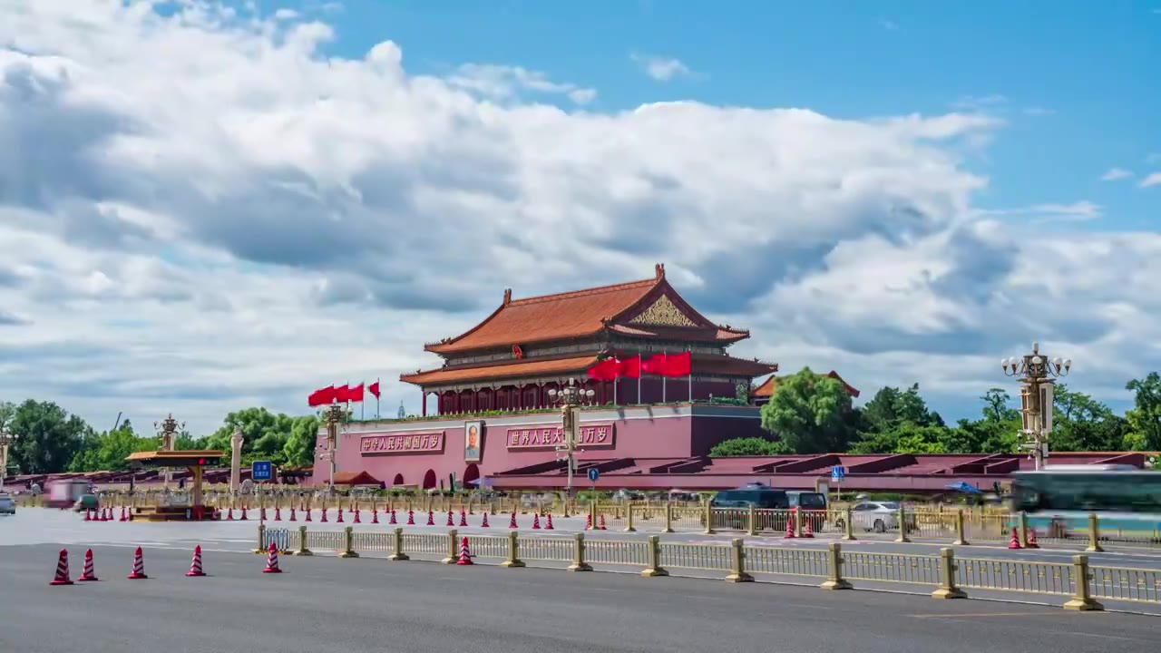 北京天安门风景蓝天白云视频素材