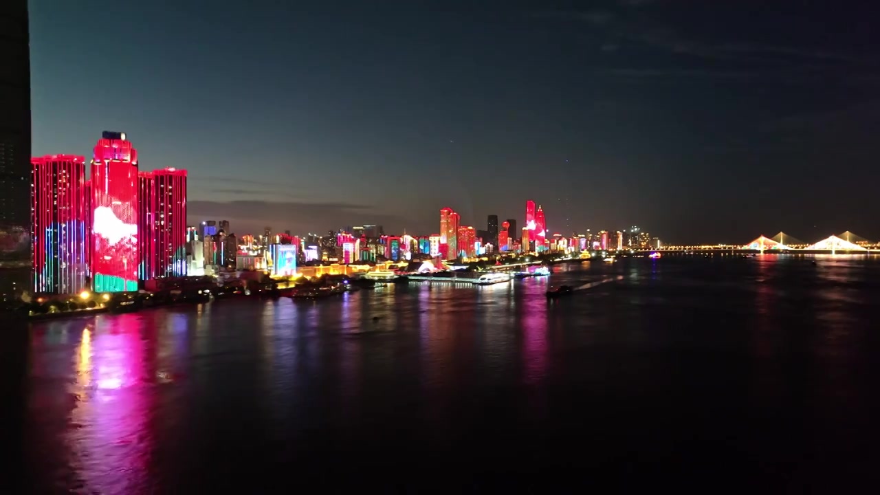 武汉城市夜景航拍视频素材