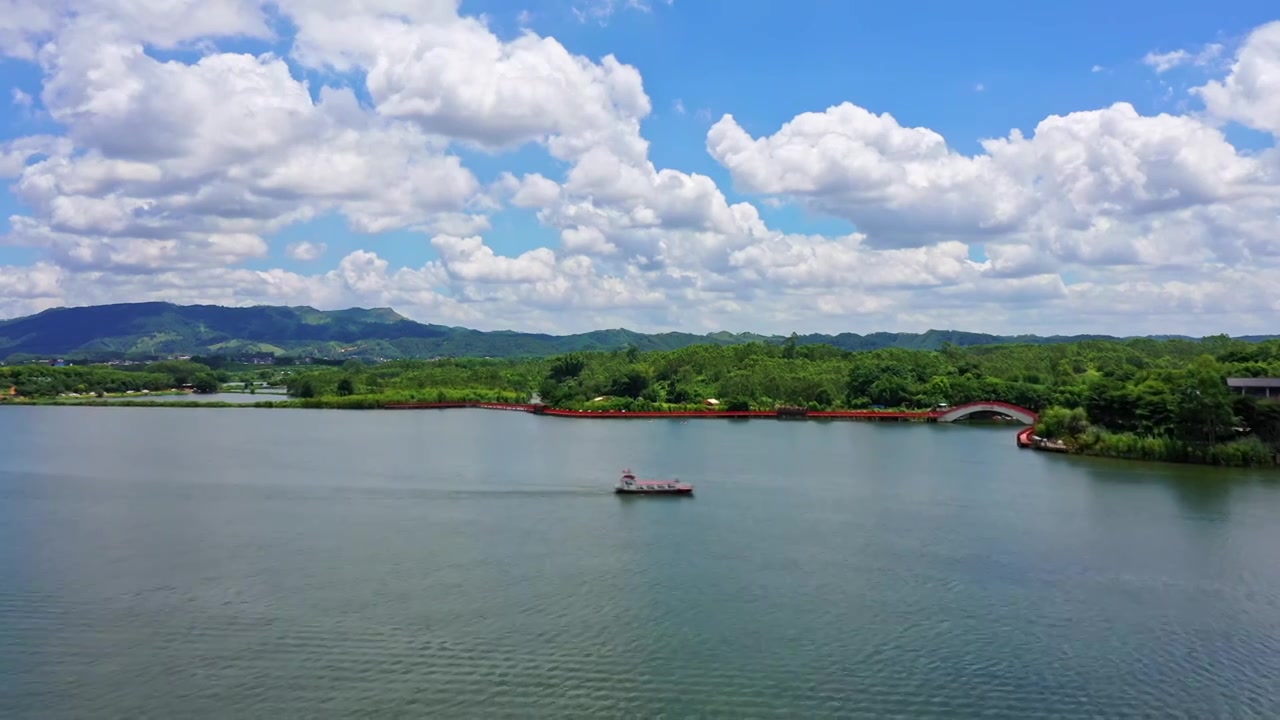 航拍西津水库 平路运河起点视频下载