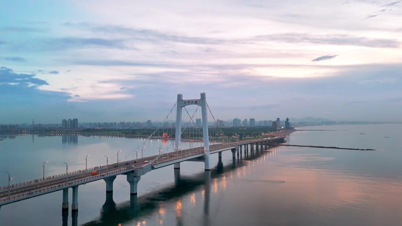 烟台开发区夹河大桥夕阳视频素材