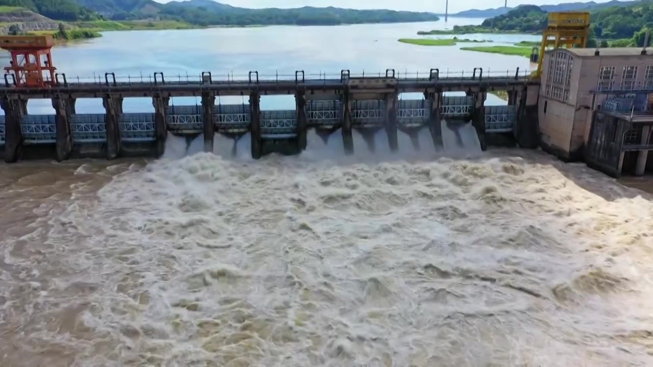 航拍西津水利发电站 船闸视频下载