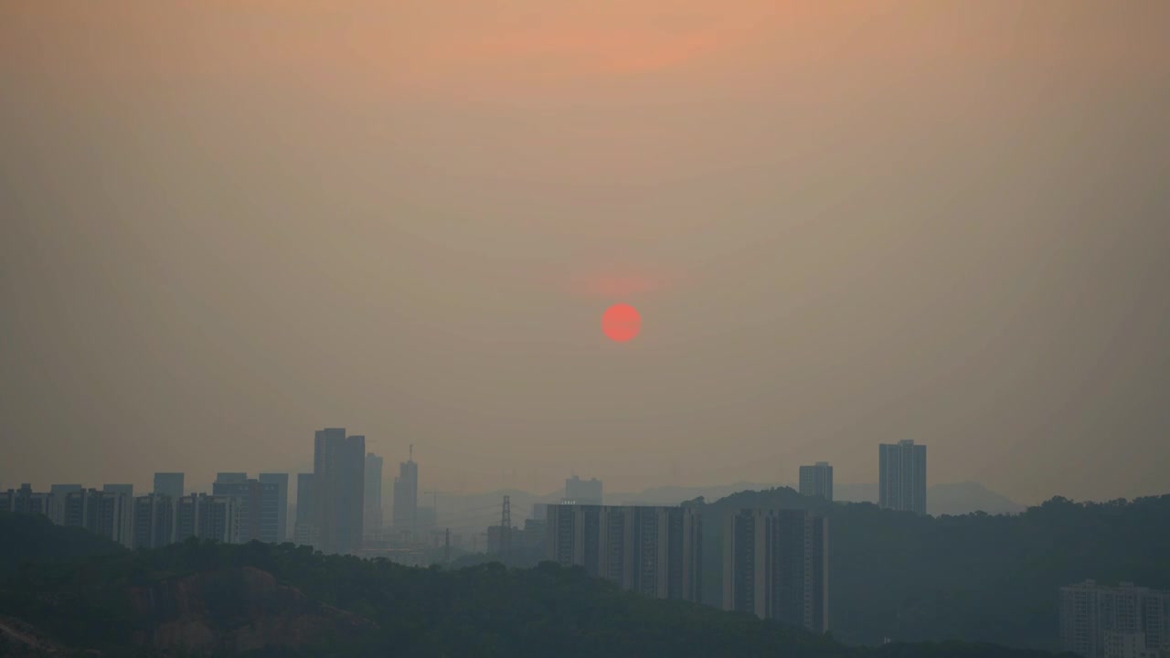 深圳龙岗城市落日晚霞风光视频素材