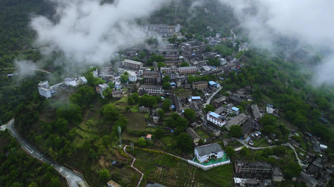 航拍云南省怒江泸水市知子罗村古村落航拍视频素材