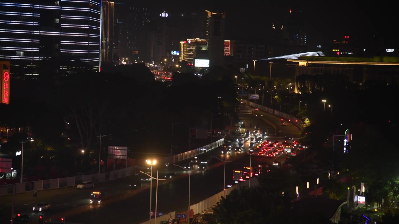 东莞国贸城十字路口车流人流视频素材