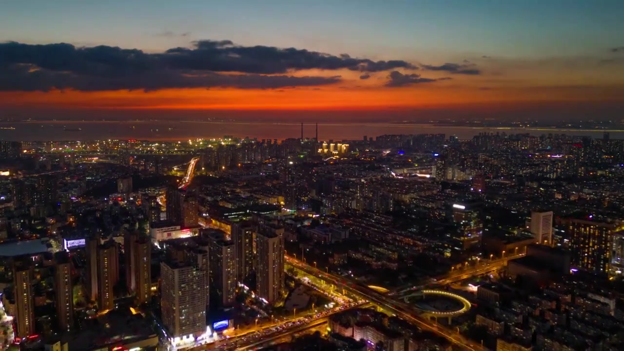 青岛市北区城市夜景车流视频素材