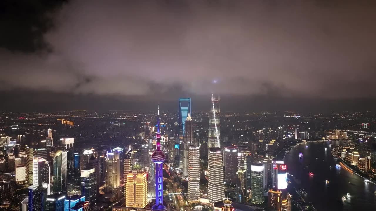 上海陆家嘴夜景视频素材