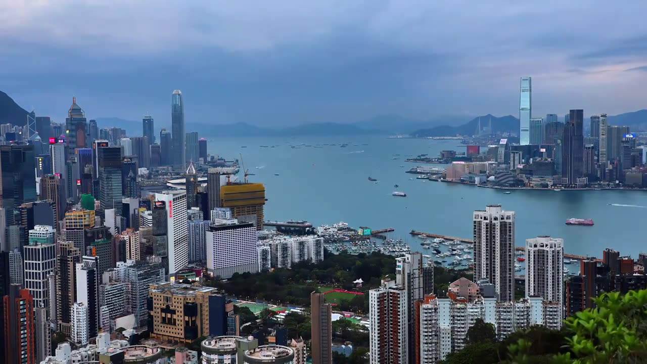 中国香港-航拍城市天际线视频素材