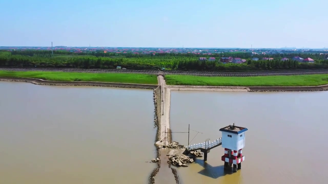 上海市崇明区-横沙岛湿地航拍视频素材