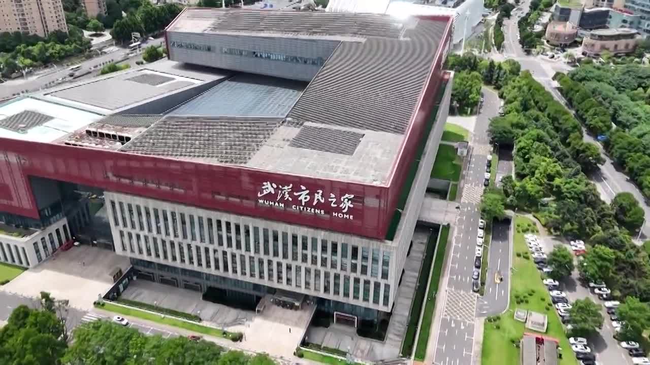 武汉市民中心航拍素材视频下载