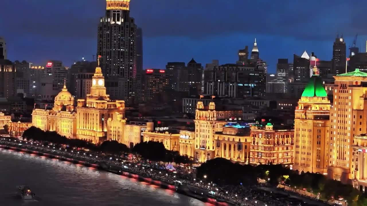 航拍上海夜景 | 陆家嘴&外滩&苏州河视频下载