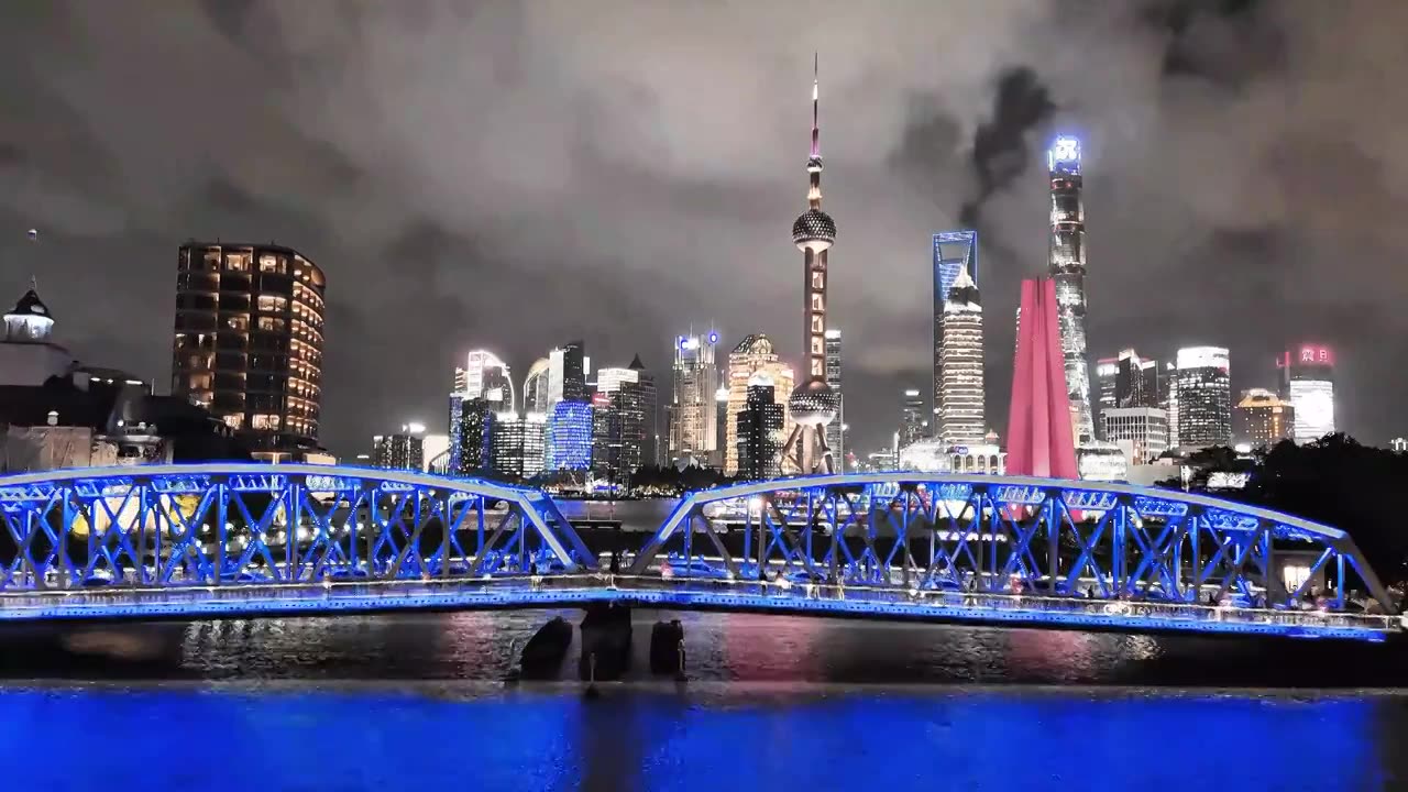 航拍上海夜景 | 外滩&陆家嘴&苏州河视频下载