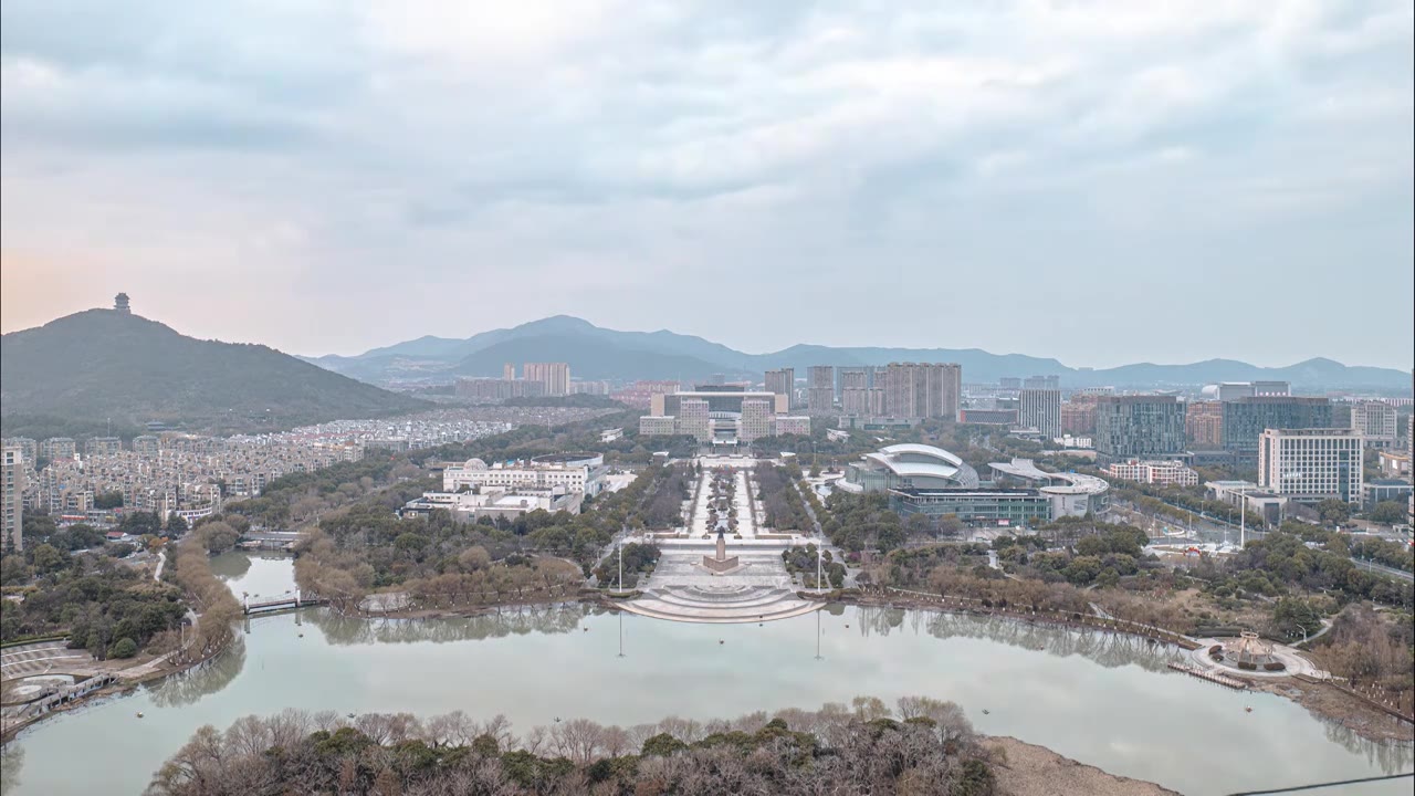 湖州城市风光延时摄影 仁皇山中轴线视频素材