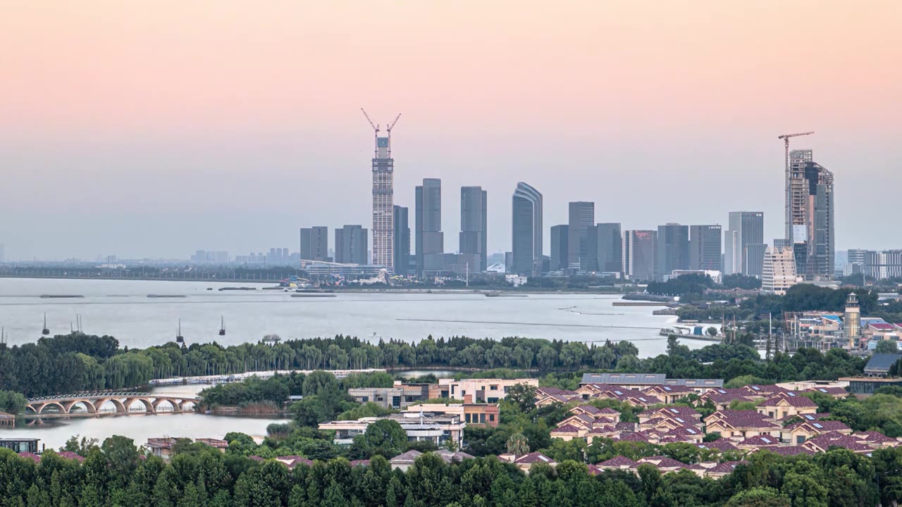 湖州城市风光 太湖湾CBD视频素材