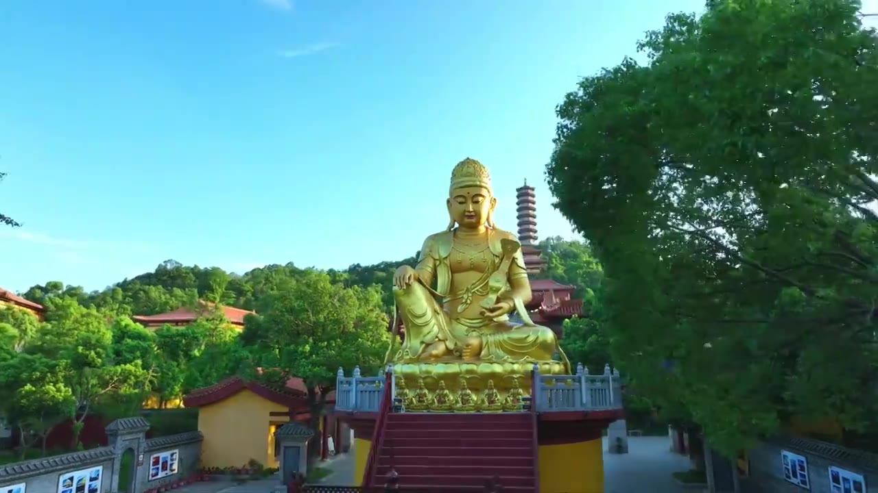 湖南岳阳圣安寺航拍视频下载