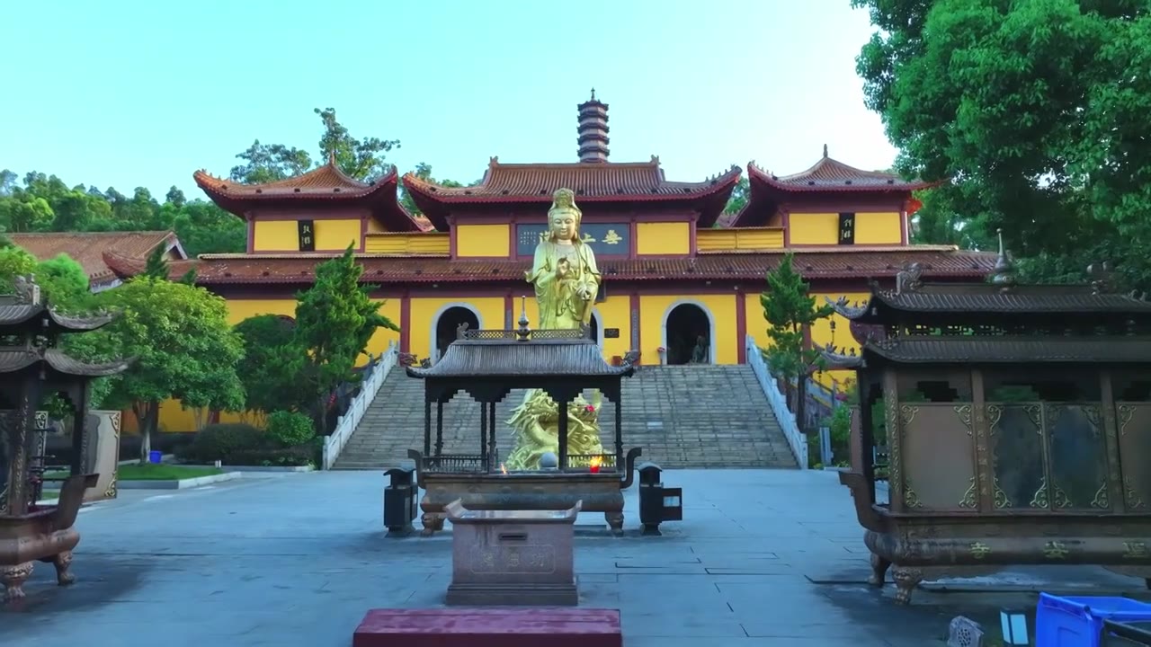 湖南岳阳圣安寺航拍视频素材