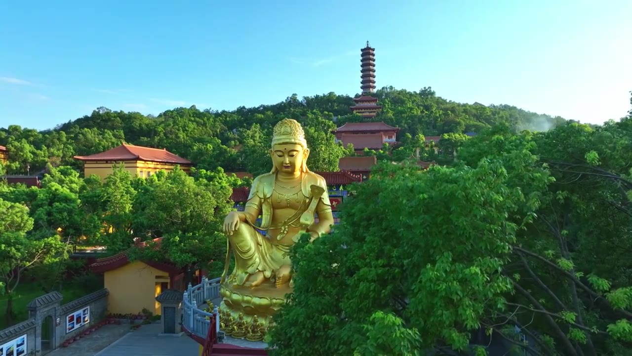 湖南岳阳圣安寺航拍视频素材