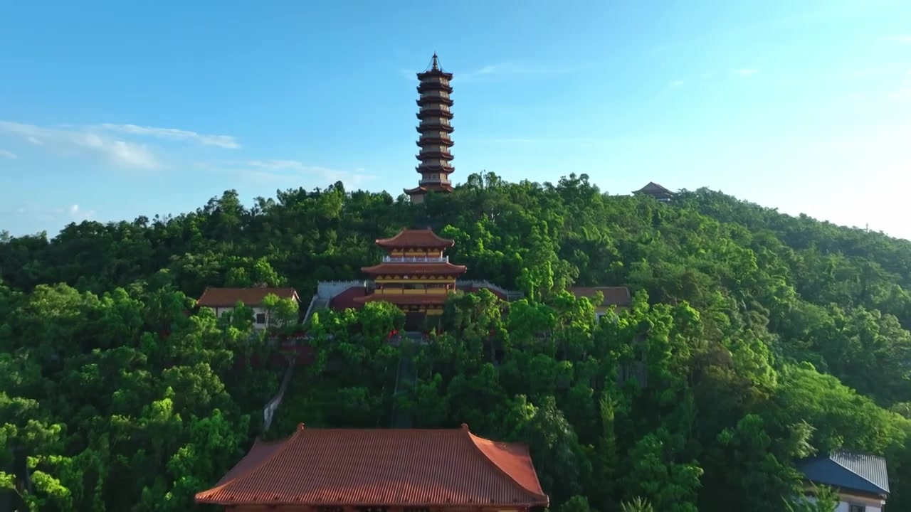 湖南岳阳圣安寺航拍视频下载