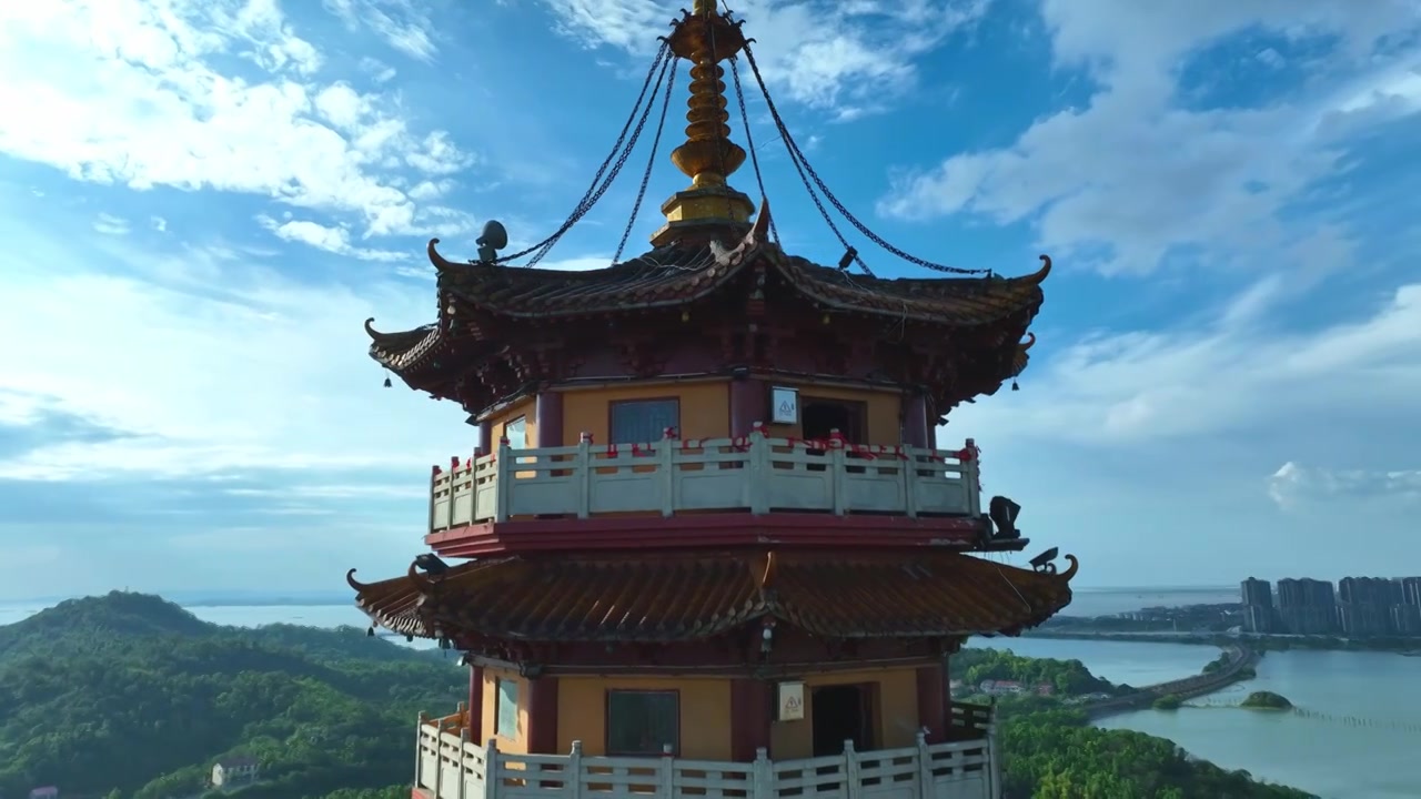 湖南岳阳圣安寺航拍视频下载