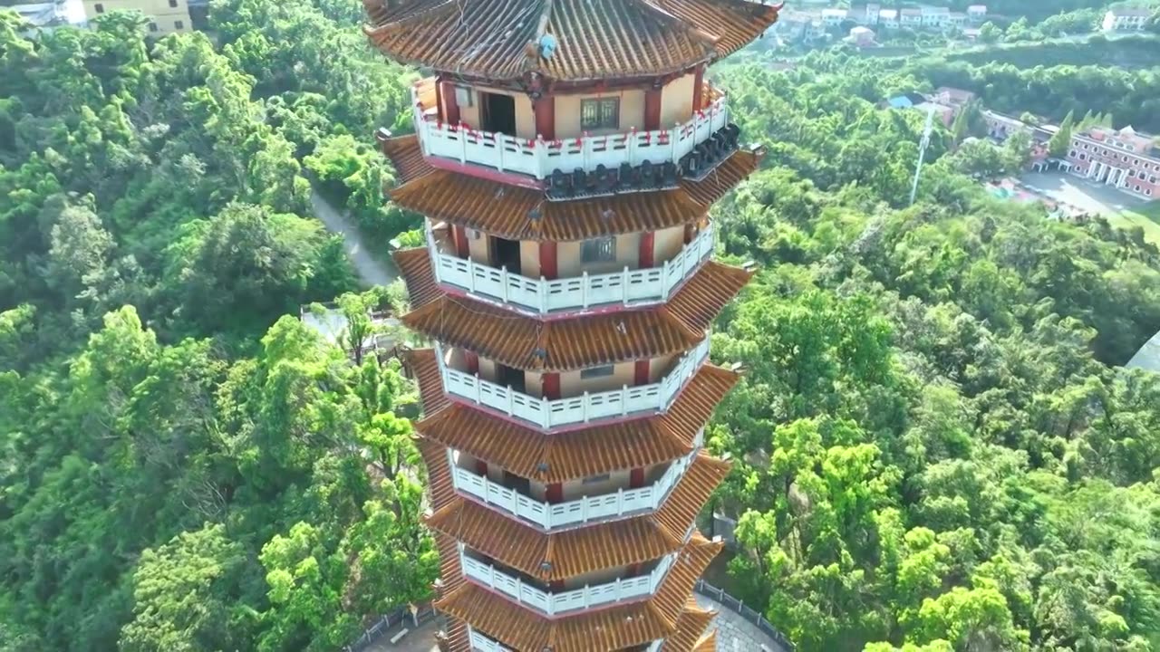 湖南岳阳圣安寺航拍视频素材