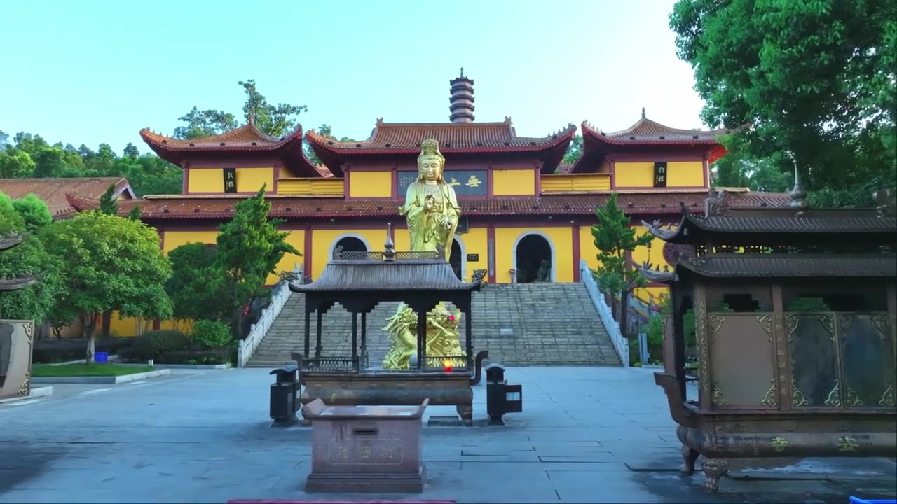 湖南岳阳圣安寺航拍视频素材