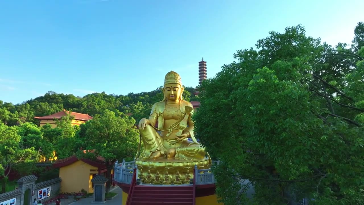 湖南岳阳圣安寺航拍视频素材